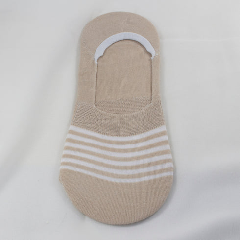 Striped Liner No Show Invisible Socks Beige